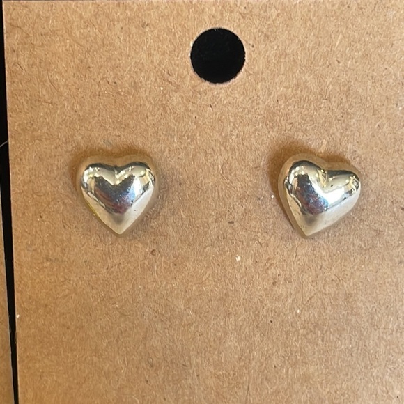 💐5/25 glass yellow flower art bead puffy silver tone stud earrings dangle - Picture 3 of 8